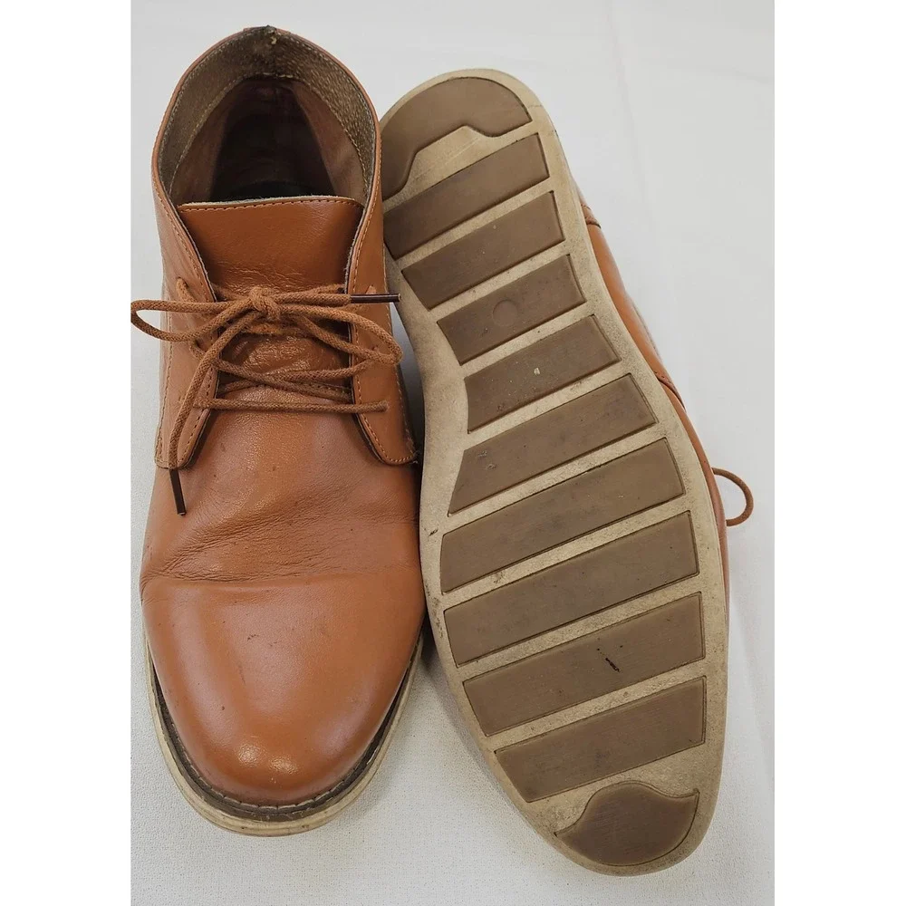 Jousen Mens MY655 Tan Leather Chukka Boots Lace Up Ankle Shoes Size 12